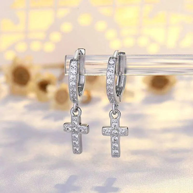 New 925 Sterling Silver Cross 5A Zircon Classic For Women Luxury Wedding Engagement Jewelry Earrings Party Gifts_voghion.com