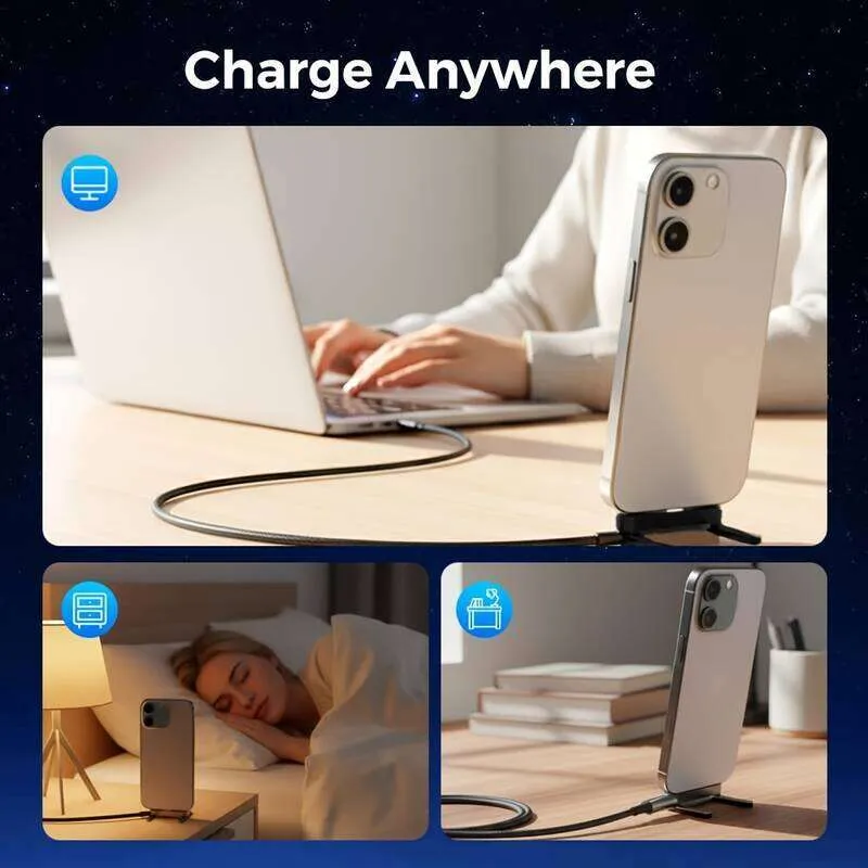 2-in-1 Invisible Holder Charger Cable – 240W Fast Charging Cord with Built-In Phone Stand, Type C and Folding Phone Holder 5ft for iPhone 2-in-1 Invisible Holder Charger Cable – 240W Fast Charging Cord with Built-In Phone Stand, Type C and Folding Phone Holder 5ft for iPhone
