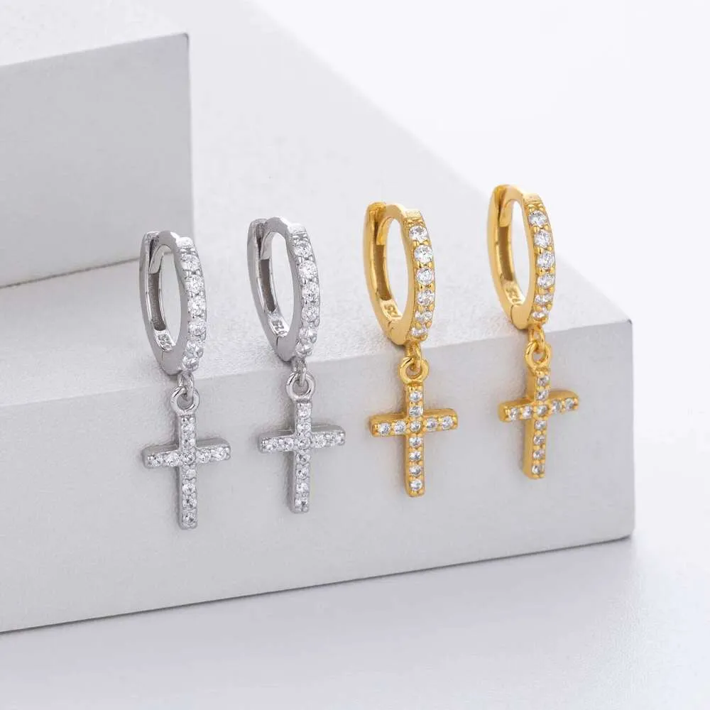 New 925 Sterling Silver Cross 5A Zircon Classic For Women Luxury Wedding Engagement Jewelry Earrings Party Gifts_voghion.com