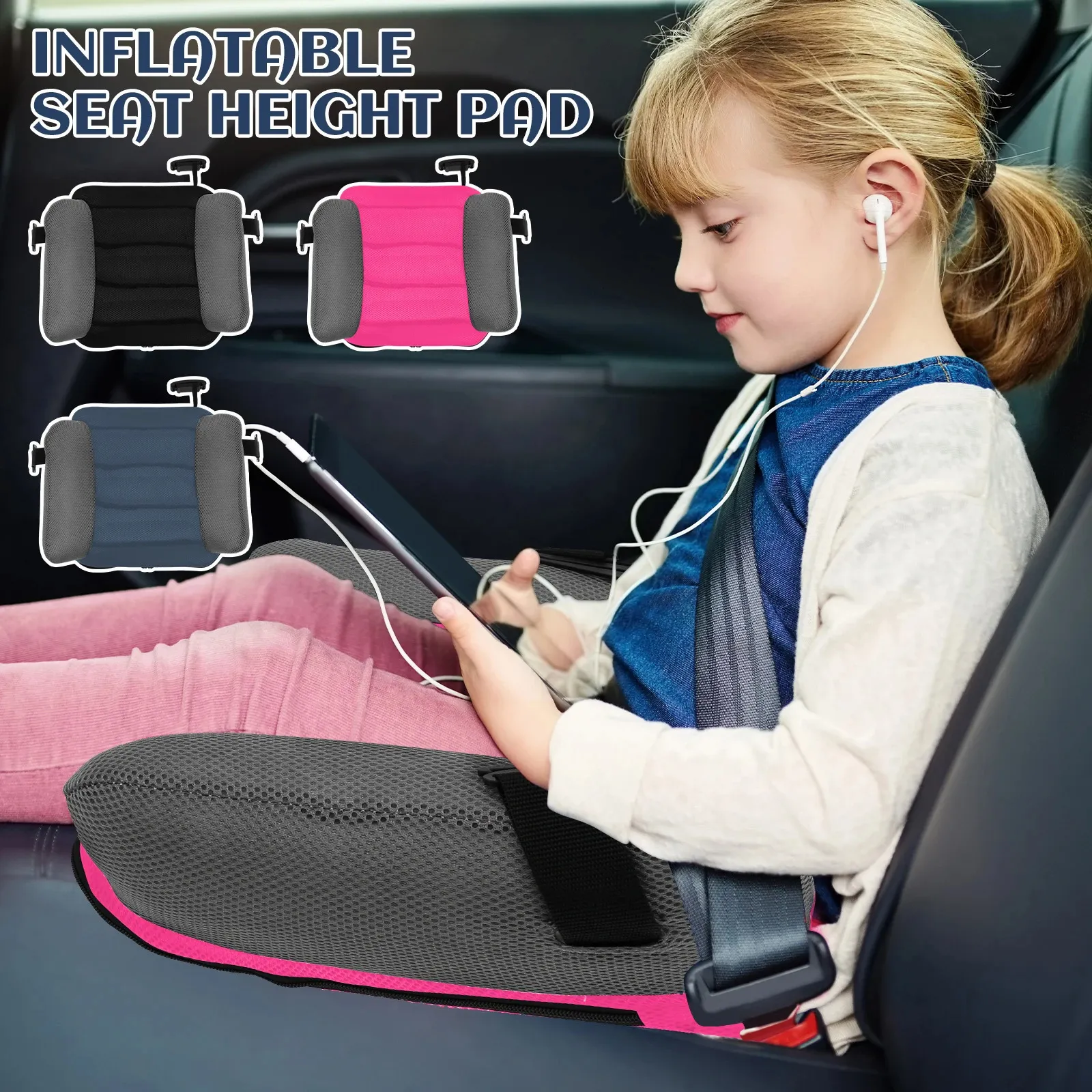 Inflatable Booster Car Seat PVC Universal Travel Portable Cushion With ...