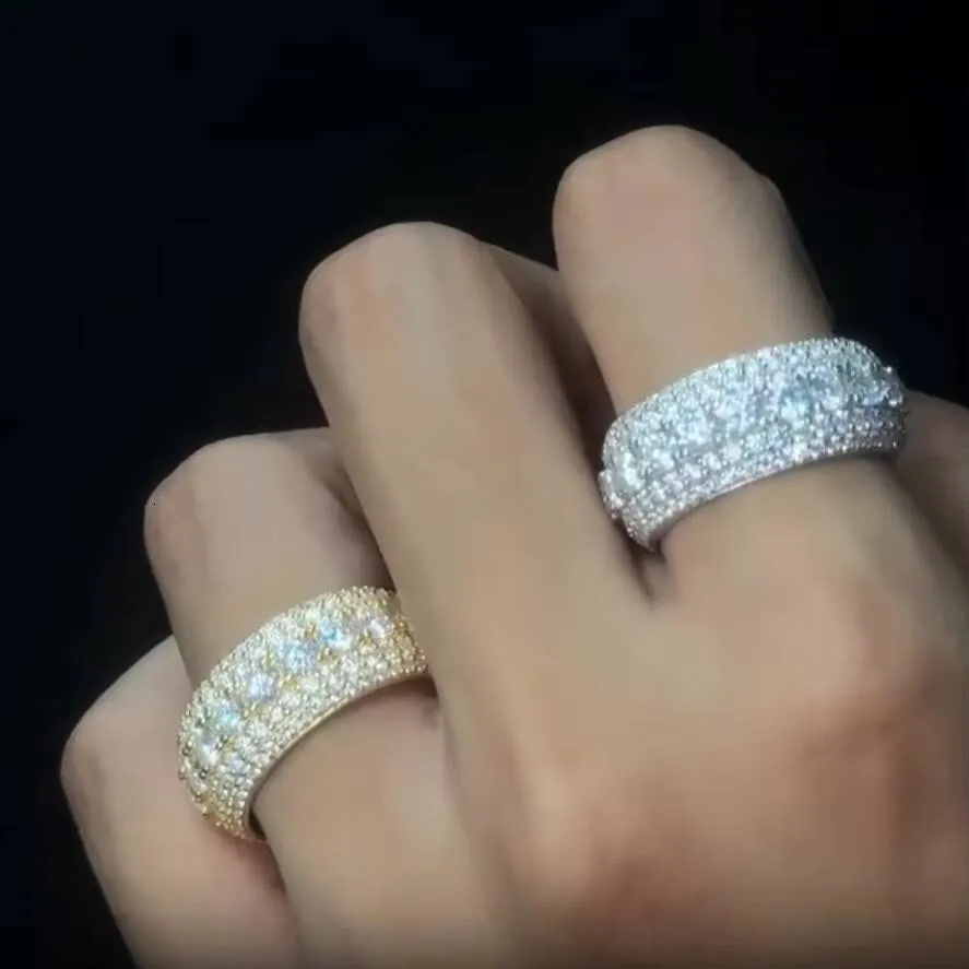 Hip-Hop-Schmuck, Unisex-Hochzeits- und Verlobungsgeschenk, 925er Sterlingsilber, VVS-Moissanit, 5-lagiger Ewigkeitsring_voghion.com