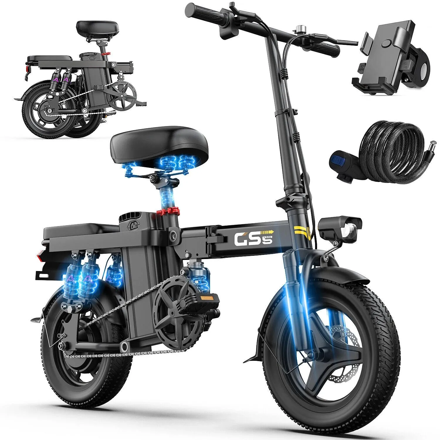折りたたみ　電動自転車 15AH GS5 14 インチ折りたたみ電動自転車 大人用 740W ピークモーター、48V
