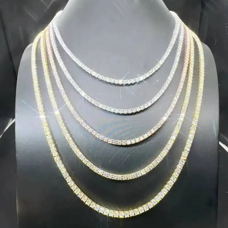 Colar unissex personalizado com corrente de tênis em prata de lei 925, estilo hip hop, joia fina._voghion.com