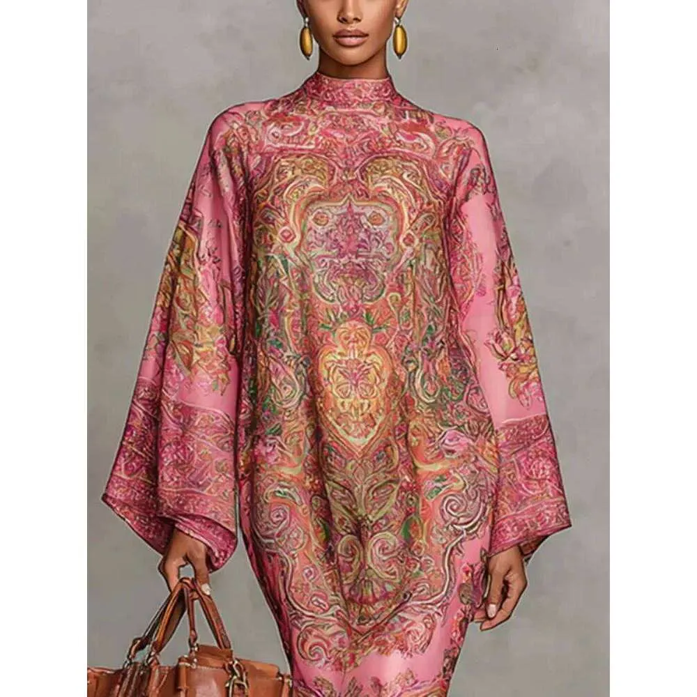 UOOZEE Vintage Printed High‑Neck Kaftan Dress – 63% OFF, Only $24.95 (Best Evening Midi Dress)