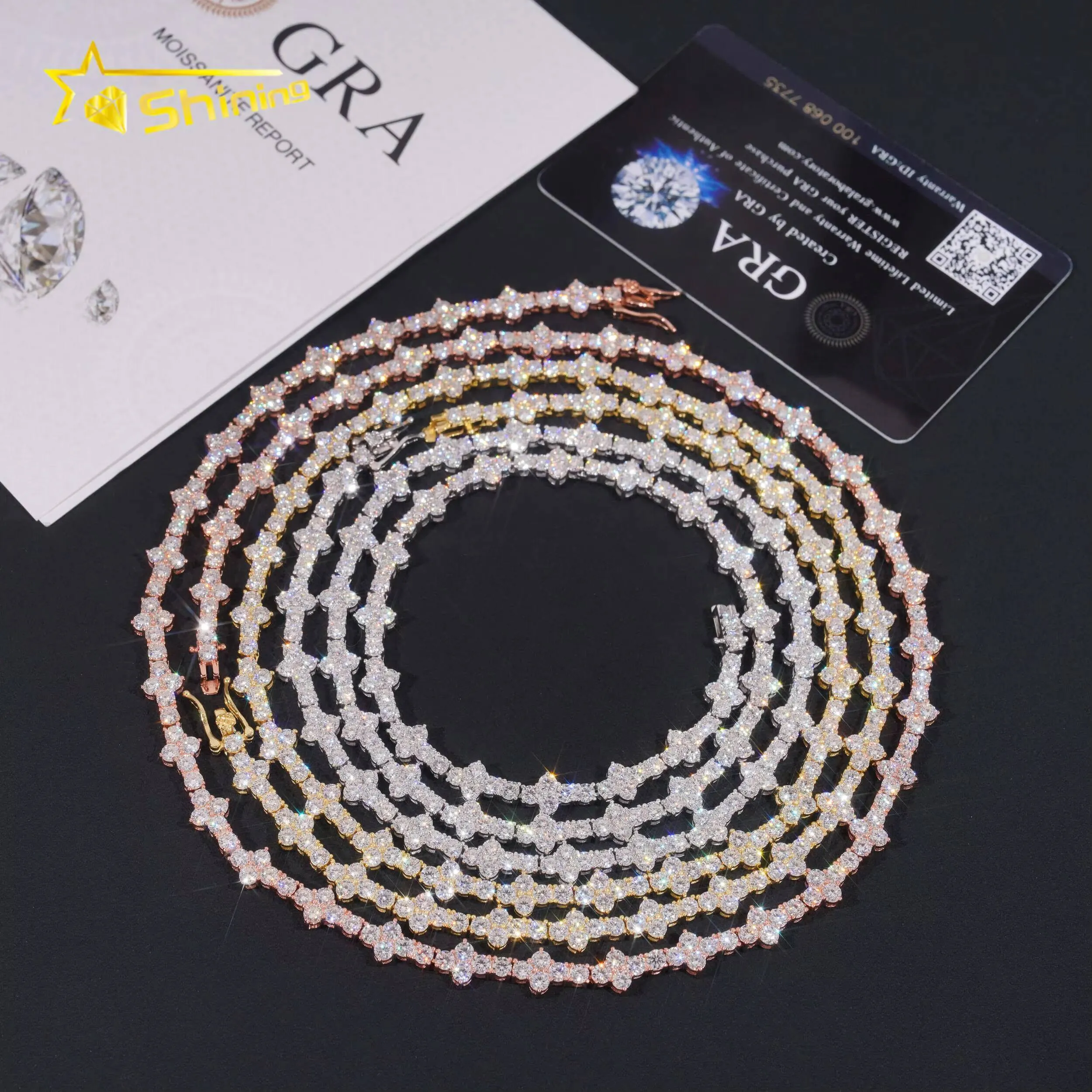Collier et bracelet croix en argent sterling 925, certifiés GRA, avec moissanite VVS et chaîne tennis. Livraison rapide._voghion.com