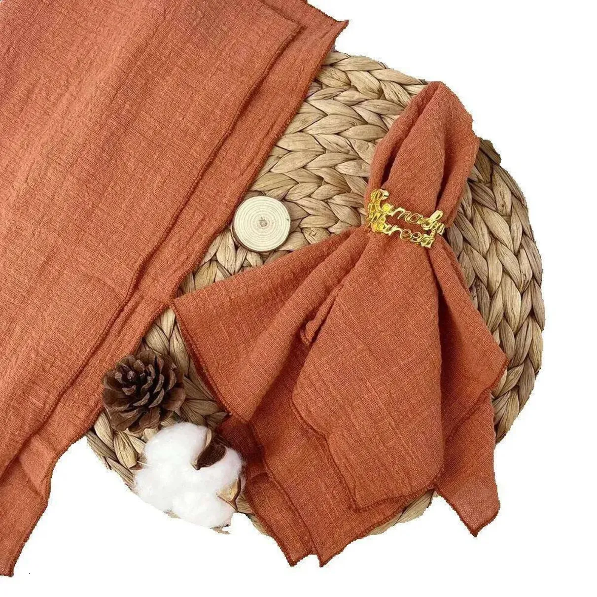 50 Pcs Cotton Terracotta Cloth Napkins, 30 x 30 cm Gauze Fabric Serviettes, Wholesale Sewing Table Towels for Wedding Decoration