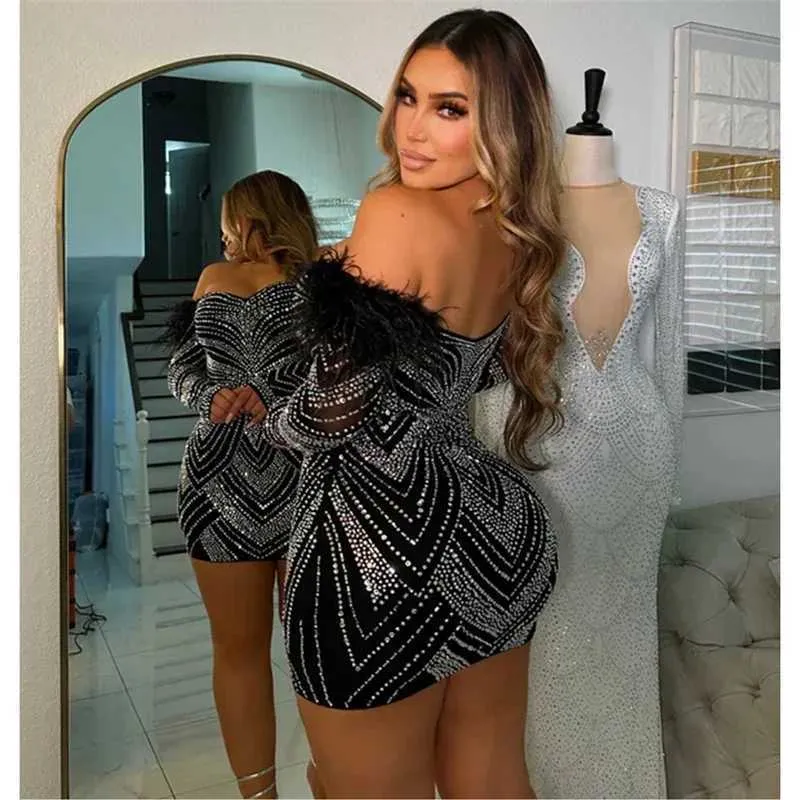 Crystal Diamonds Rhinestone Off Shoulder Mini Dress... From Make08, Rs.1,732.33 In Bulk
