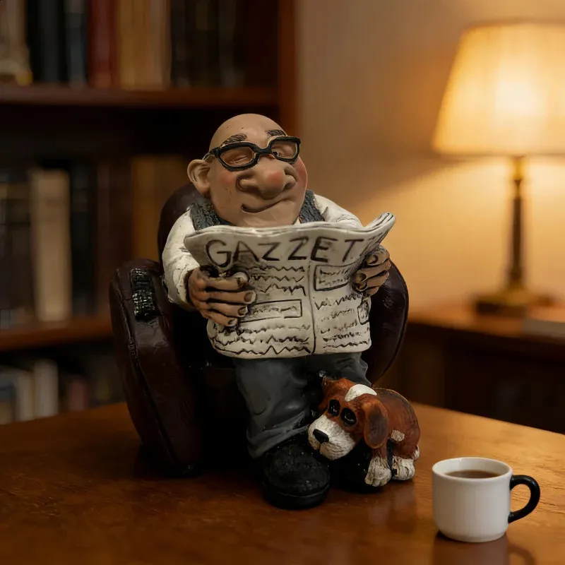 Elderly Couple Statue Ornament, Grandparents Leisure From