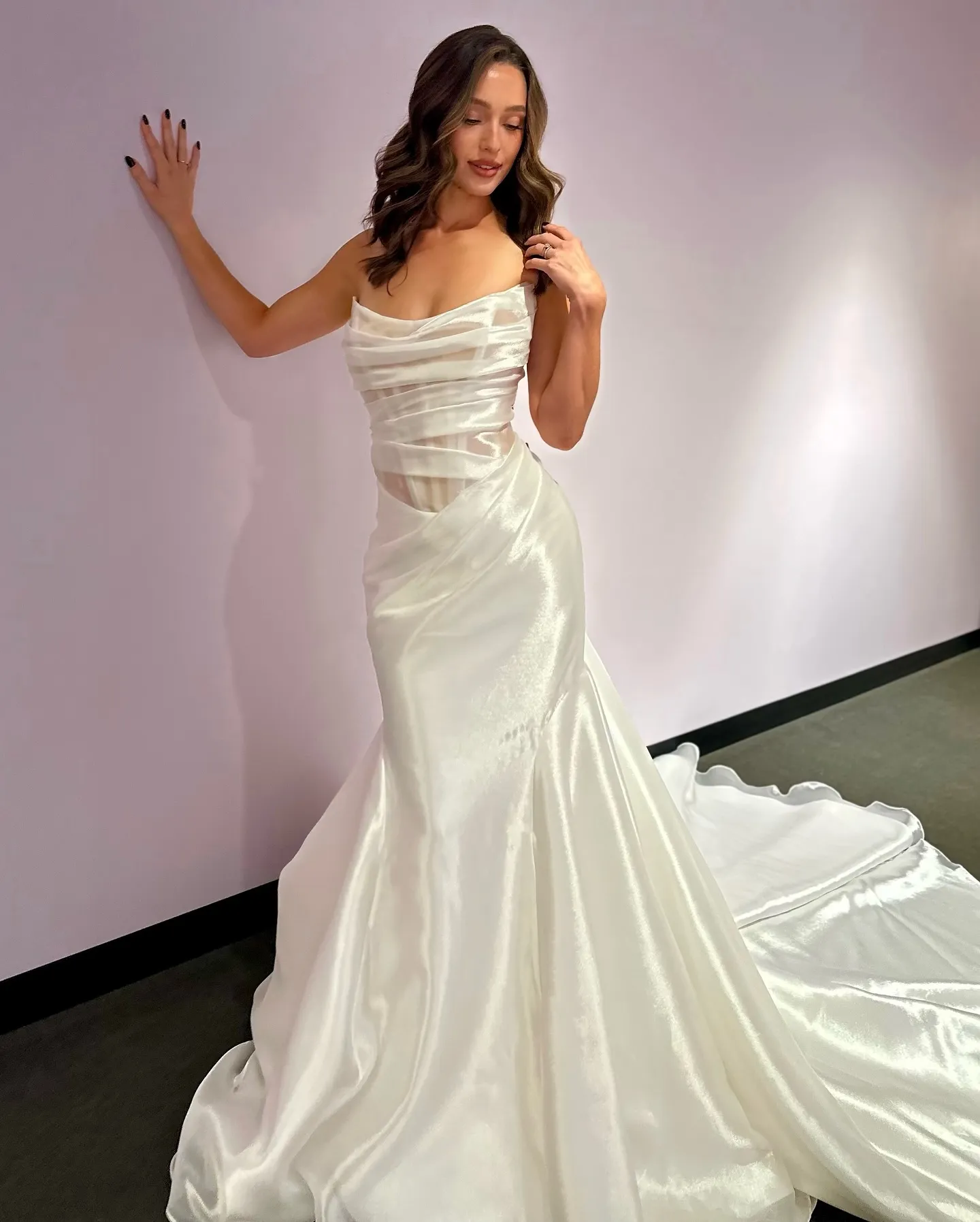 asymmetrical mermaid wedding dress Dress, Cat-Eye Neck Corset Illusion Bodice Bridal Gown for Ceremony, Photoshoot, Castle, Chapel, Garden, Outdoor, Color:Eggplant (Purple) Model is 59 wearing cf-size-us-14 Sparkling Gold Turquoise Long