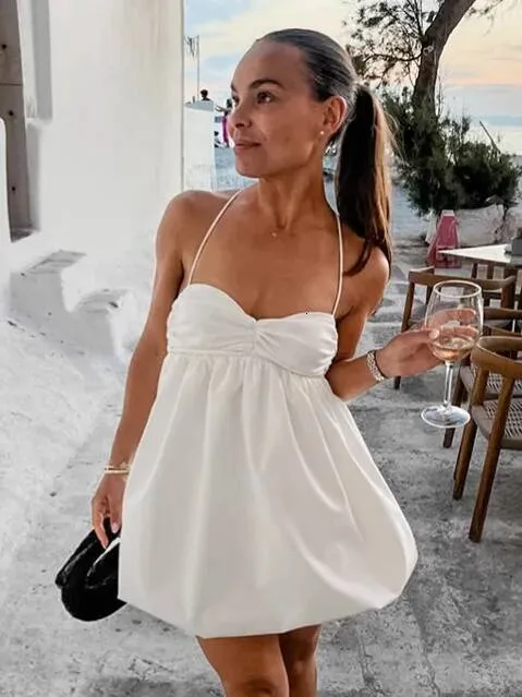 white bandeau beach dress Summer Cami A-Line Mini for Women this party dress will