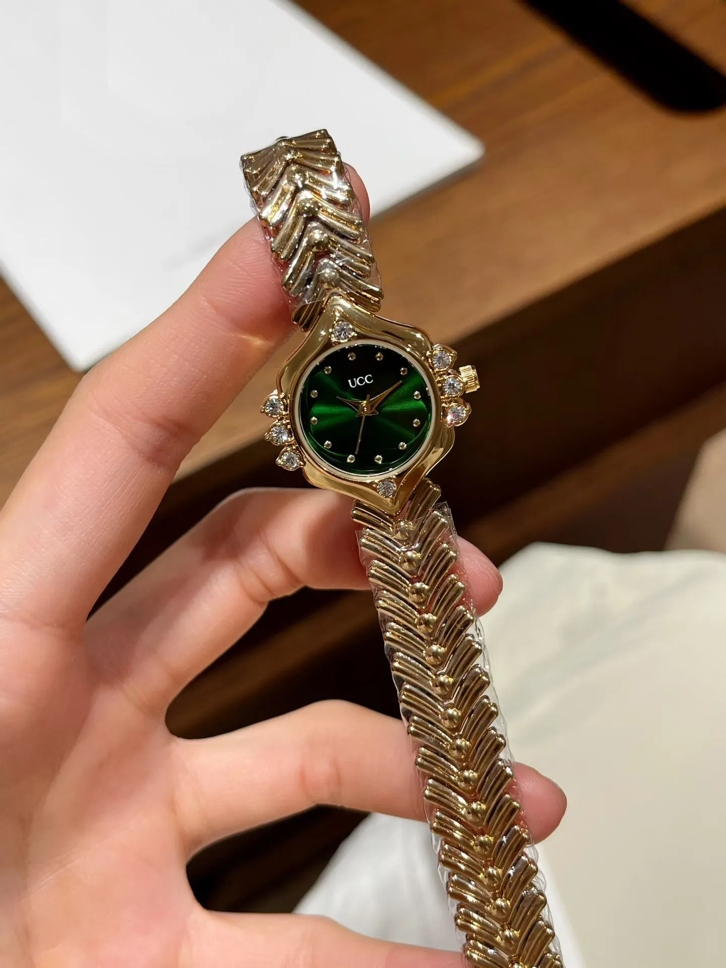 Elegant Rhinestone Gold Designer Womens Wristwatch... From 