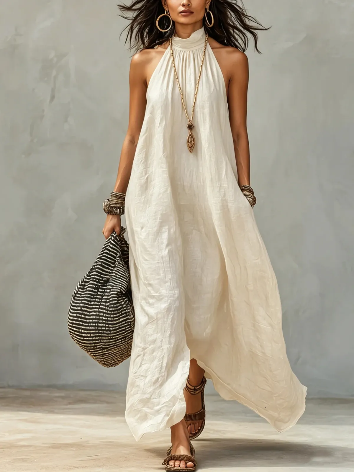halter boho maxi dress Womens Sleeveless Neck Loose... From Kong003, Rs.1,523.27 Midi dress Size:1T --- Chest = 20 inches/ Waist = 19 inches/ Hollow to knee = 20.5 inches 2000 Dolce & Gabbana factory_000-perfect-factory Easy to style for