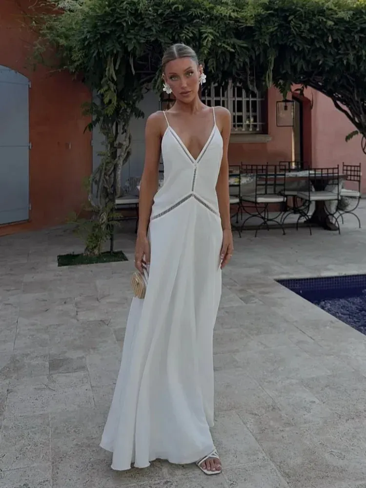 white flowy maxi dress boho Women Spaghetti Strap Dress, Deep V... From Kong003, Rs.5,791.71 Calvin Klein Mini and Beach dress with Length_Short Size:46 Portly Short Rayon high slit create beautiful