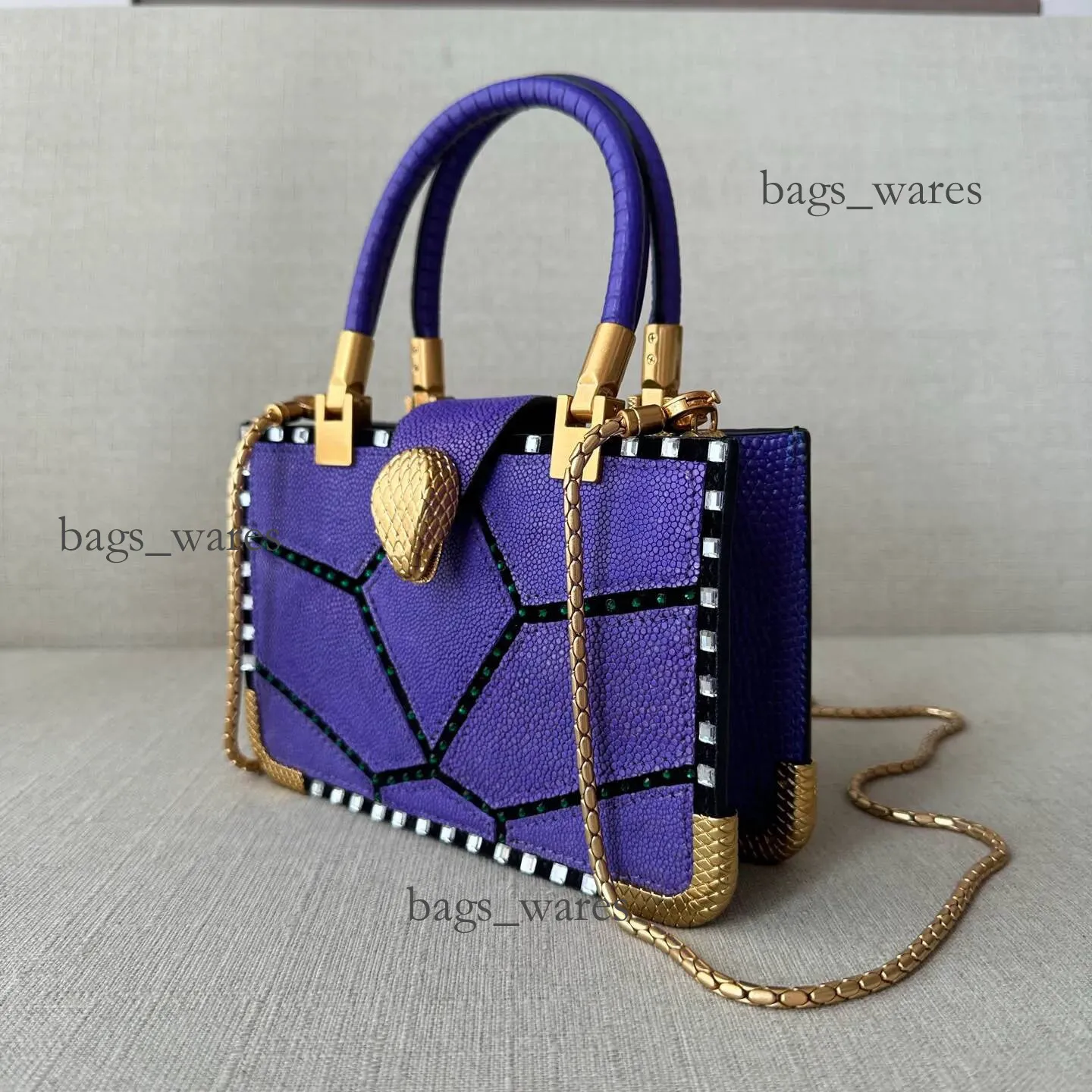 Exotic Leather Mini Snake Box Designer Purple... From Bags_wares 