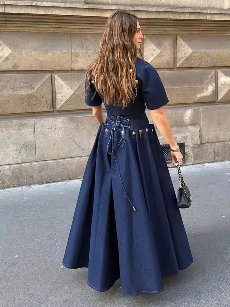 Vintage Elegant Denim Two Piece Set For Women Metal... From Shewang07, Rs.7,260.4