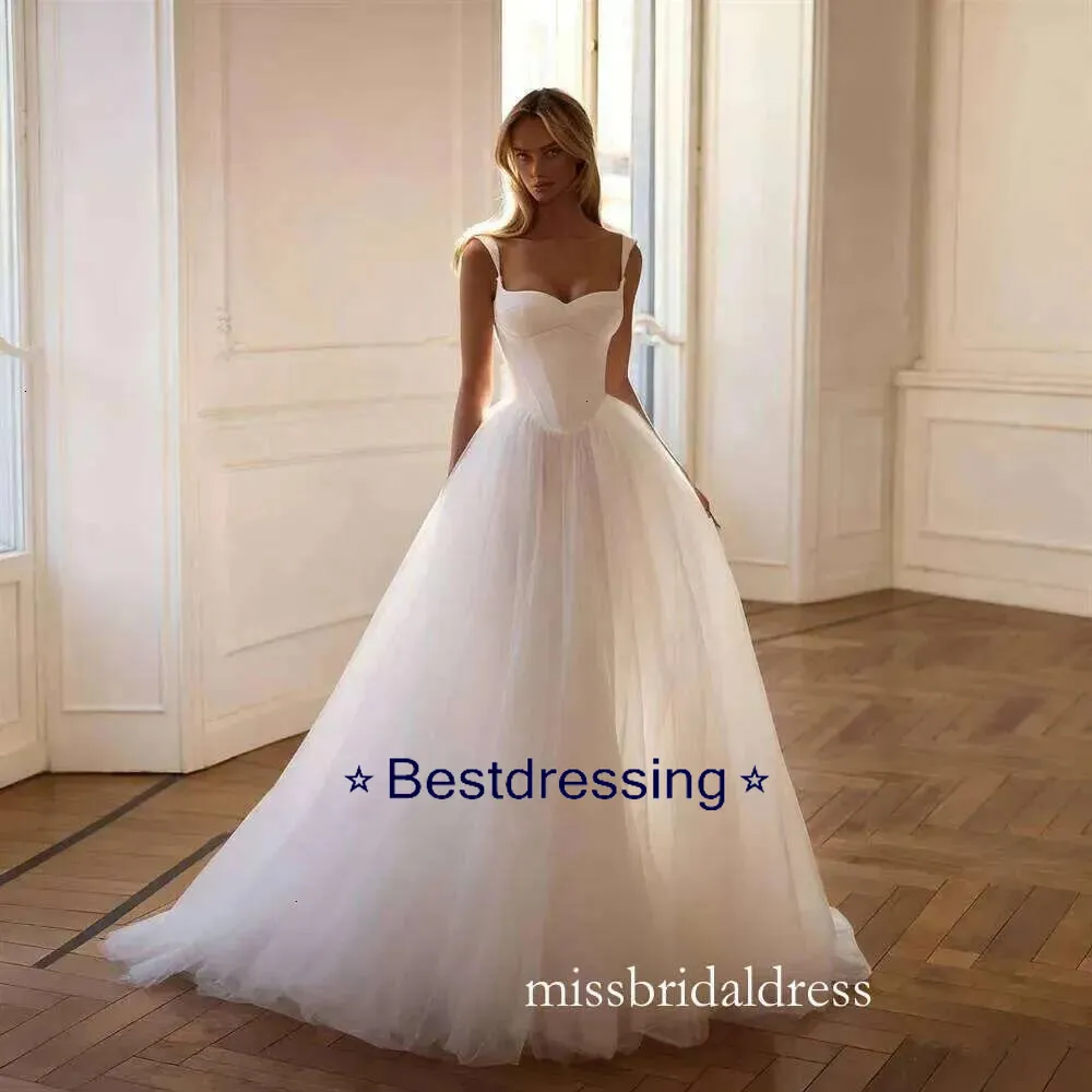 Sweetheart Neckline Spaghetti Strap A Line Wedding... From Bestdressing, Rs.7,195.07