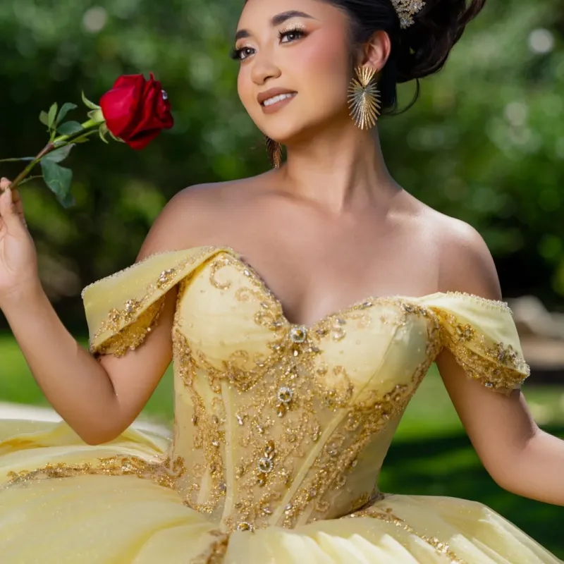 Princess Yellow Quinceanera Dresses Ball Gown Sweet... From Weiwei12345, Rs.34,062.49
