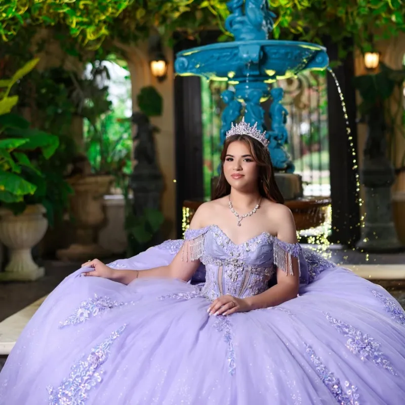 Simple Lavender Quinceanera Ball Gown Dress,... From Weiwei12345, Rs.33,134