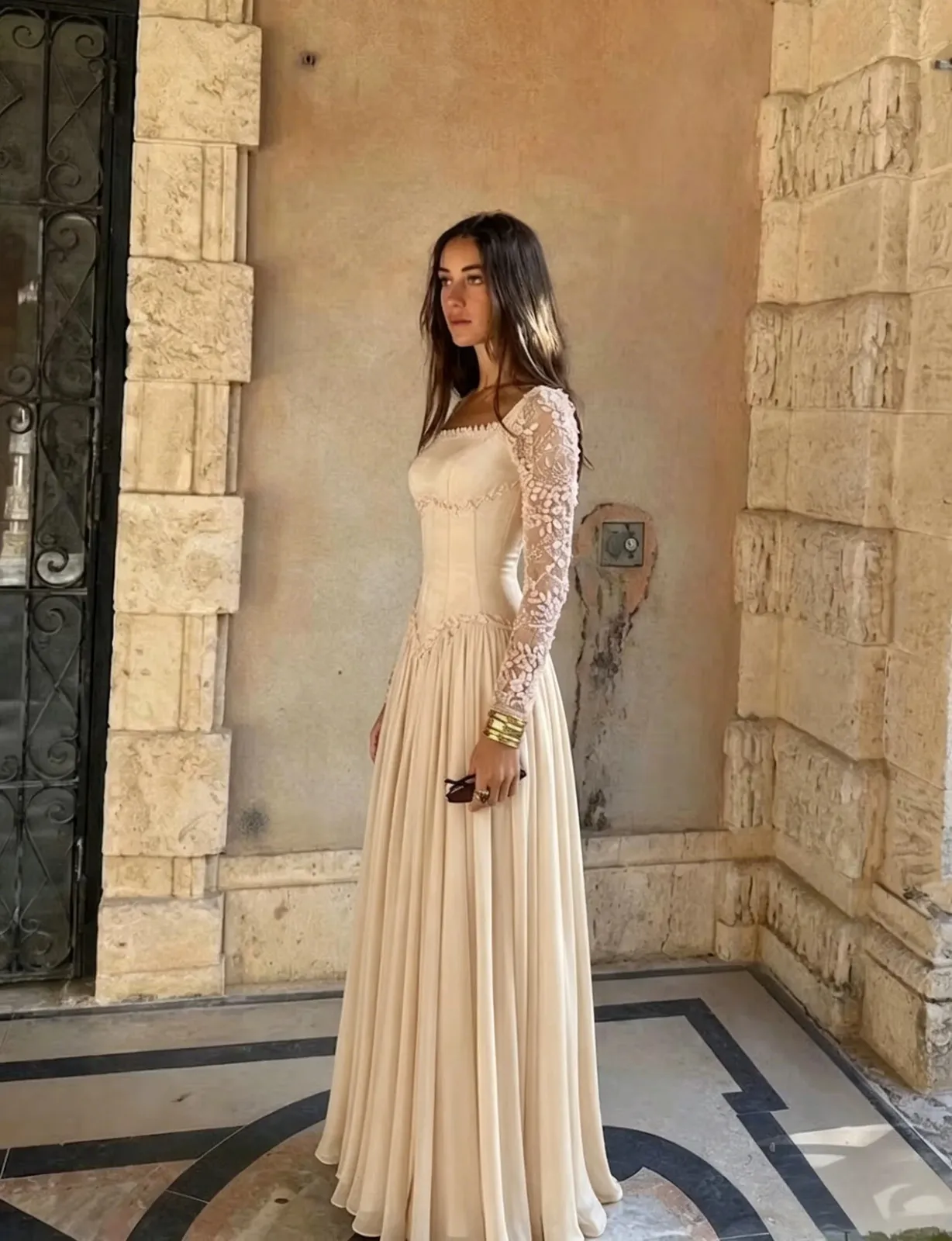 Elegant Long Sleeve Lace Bridesmaid Dress, Square... From Lu02, Rs.16,670.99 In Bulk