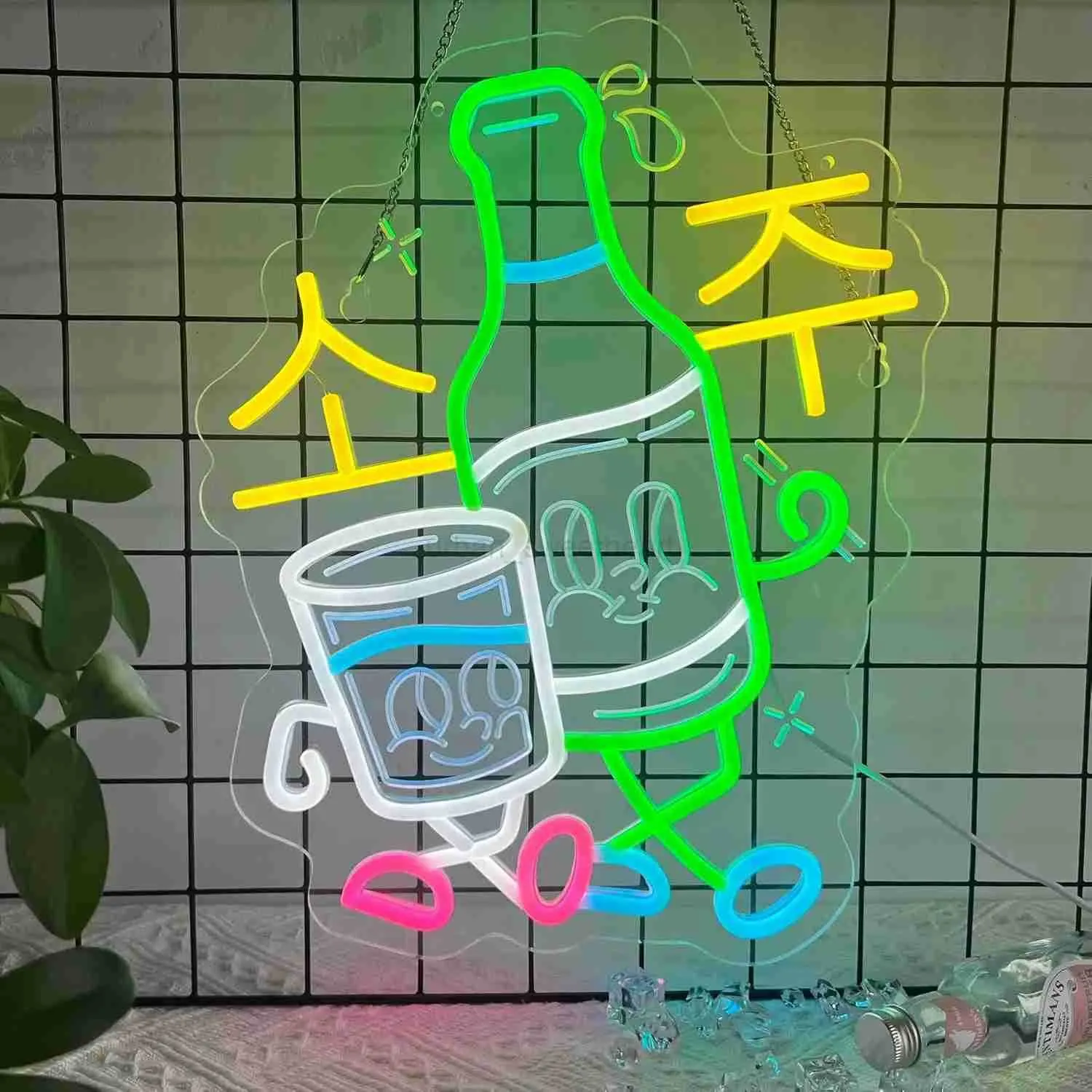 USB Dimmable Korean Soju Neon Sign Cute Cartoon From