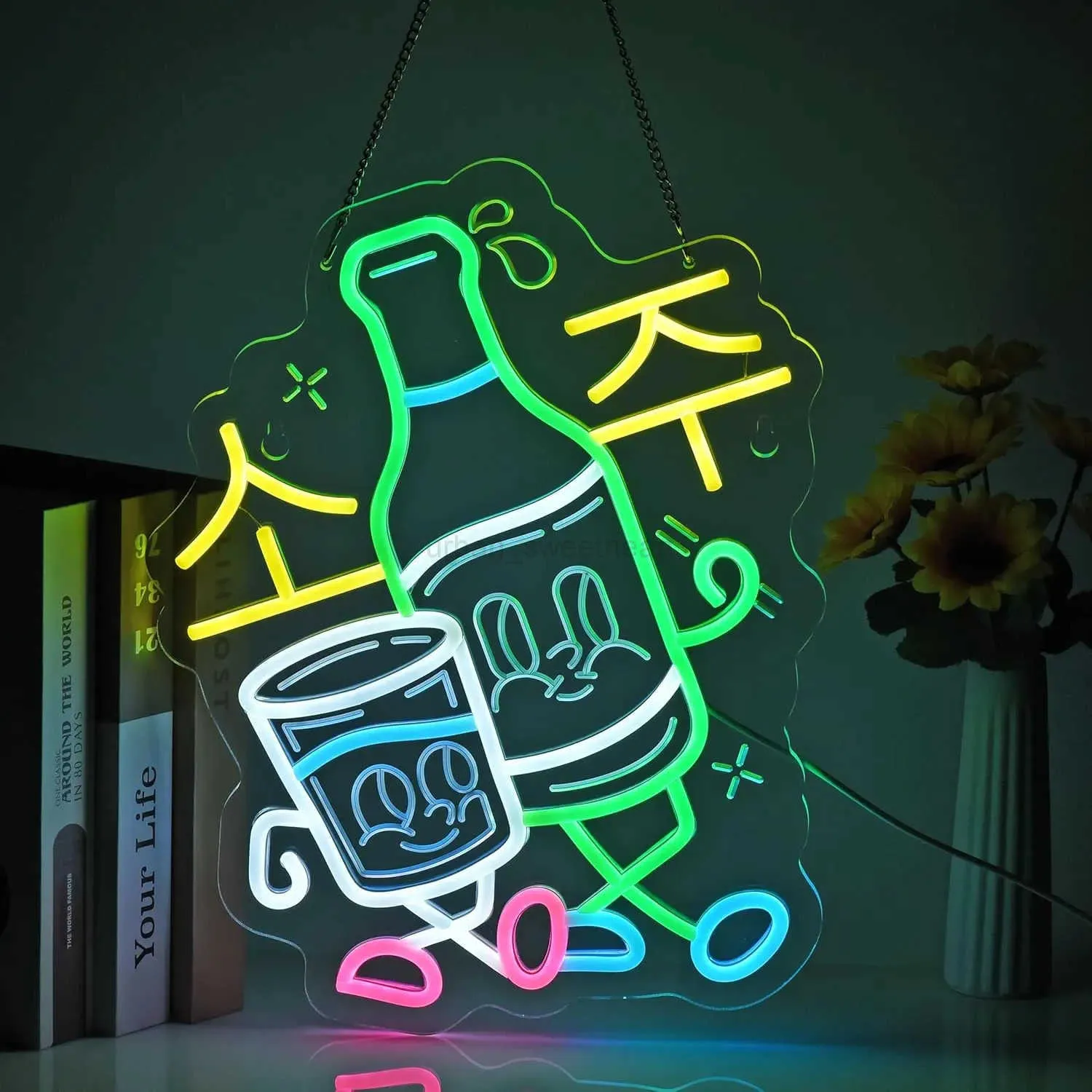 USB Dimmable Korean Soju Neon Sign Cute Cartoon From