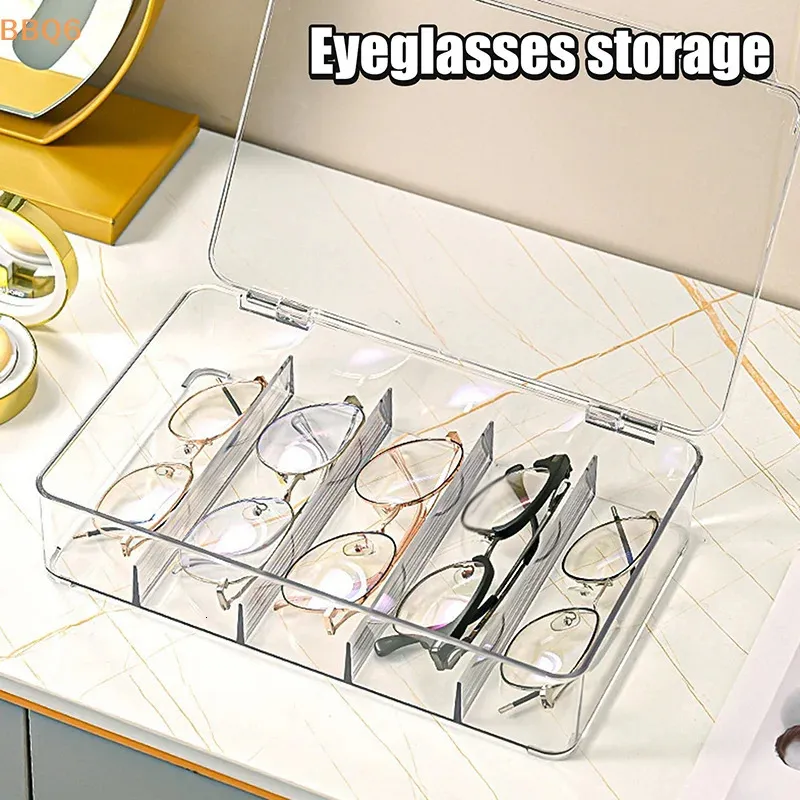 *Multifunctional Transparent Glasses Storage Box 5 Grids Devided Sunglass Organizer Dustproof Eyeglasses Container 260808