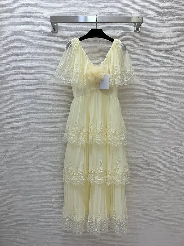 ivory colored summer dresses Solid Color Lace Pleated Midi Dress, Sleeveless... From Risabeira, Rs.11,020.34 In Bulk FULLY EMBELLISHED