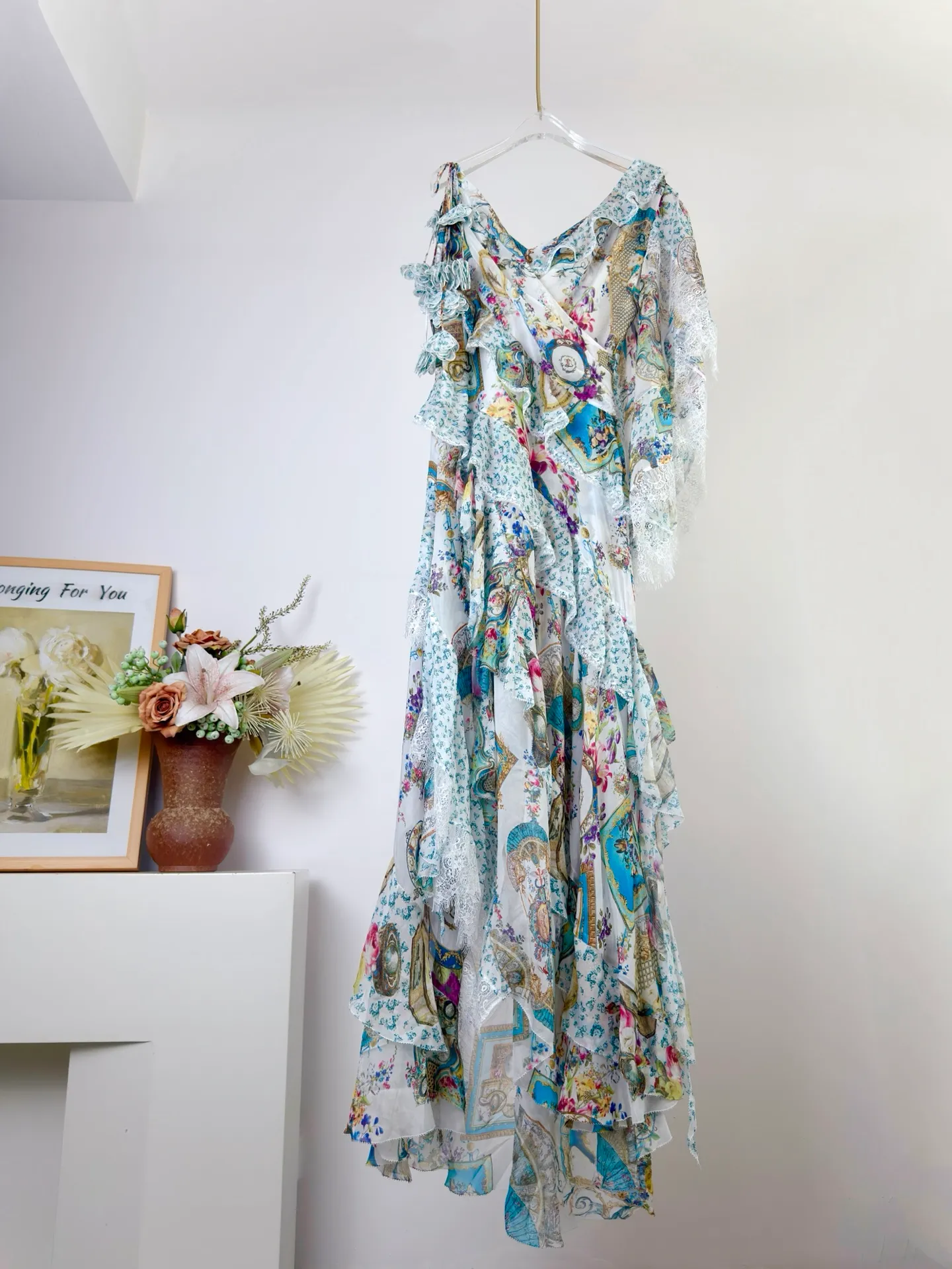 australian designer dress Camilla Dress, 100% Silk Asymmetric Patchwork with Ruffle Edge Size:M/Fit Bust: 34.6''-36.6'', Fit Waist: 29.1''-31.1'' Bandeau Dress 🌙💜 Lilac Witch 💜🌙 Clothing brands