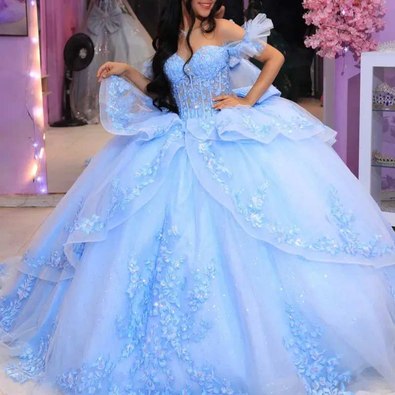 ice blue quince dresses Sparkling 15th Birthday Celebration Ball Gown:... From Y0937, Rs.30,171.12 Color:Twilight Purple