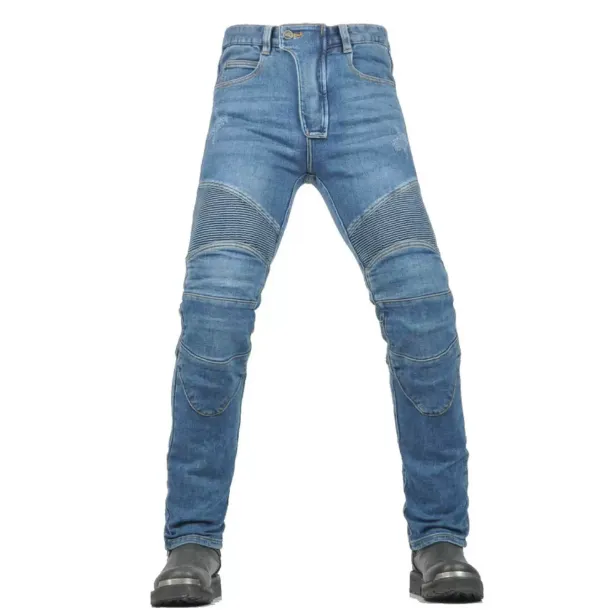 Vintage Washed Mens Pleated Knee Moto Riding Denim... From 