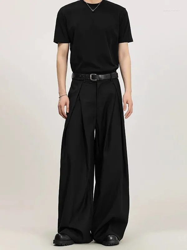 mens black dress pants flowy Front Pleated High Waist Wide Leg Pants,... From Gaietyerson, Rs.3,102.47 Merino