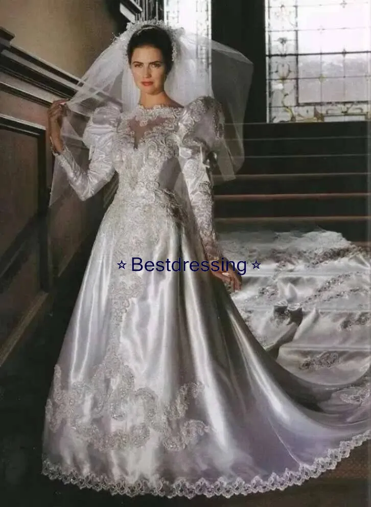 Vintage 1920s Long Sleeve Princess Wedding Dress,... From Bestdressing, Rs.13,869.41