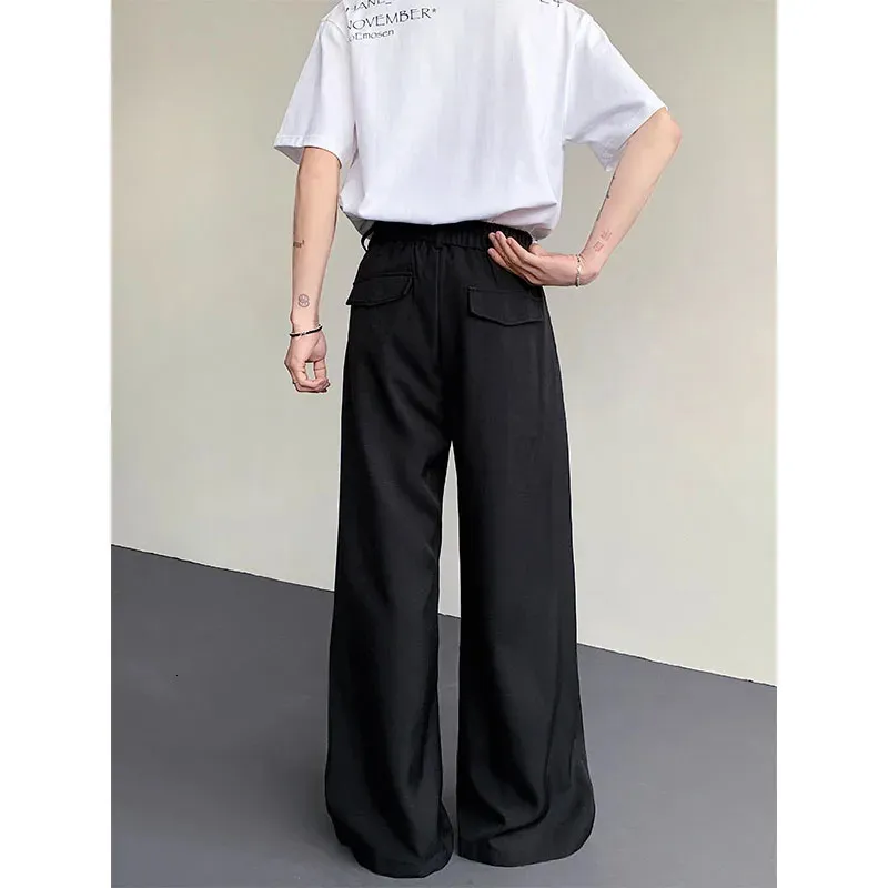 korean style dress pants Black Mens Pants, Loose Fit, Oversized Wide Leg Formal Trousers, Casual Social Wear, Sizes M to 2XL waist:EMPIRE