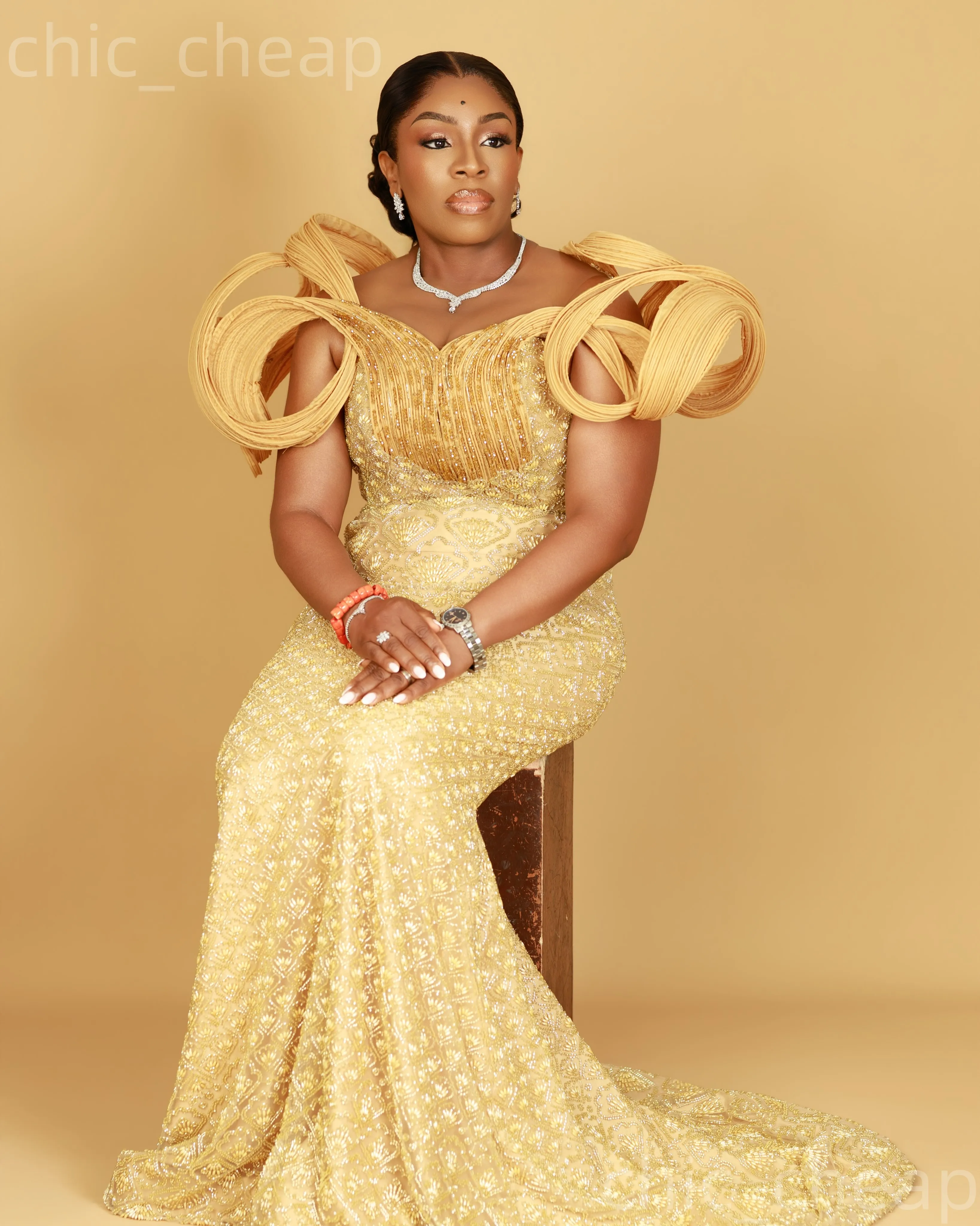 Plus Size Gold Mermaid Mother Of Bride Dress,... From Chic_cheap, Rs.24,507.85