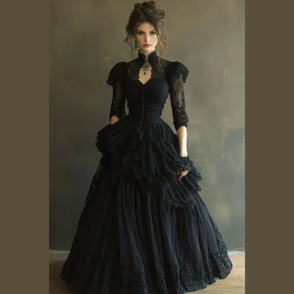 gothic corset prom dress Vintage High Neck A Line Black Gothic Prom... From Echowavestore, Rs.14,765.32 Black gothic lolita Size:XXL/UK Size 16/US Size 12 2026_sidewalk_sale Unless you are going the chemise will be