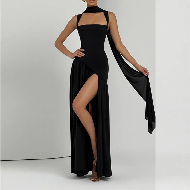 flowy maxi dress with split Sleeveless High Slit For Women ... From Dh911674024, Rs.3,355.15 collection-accessories