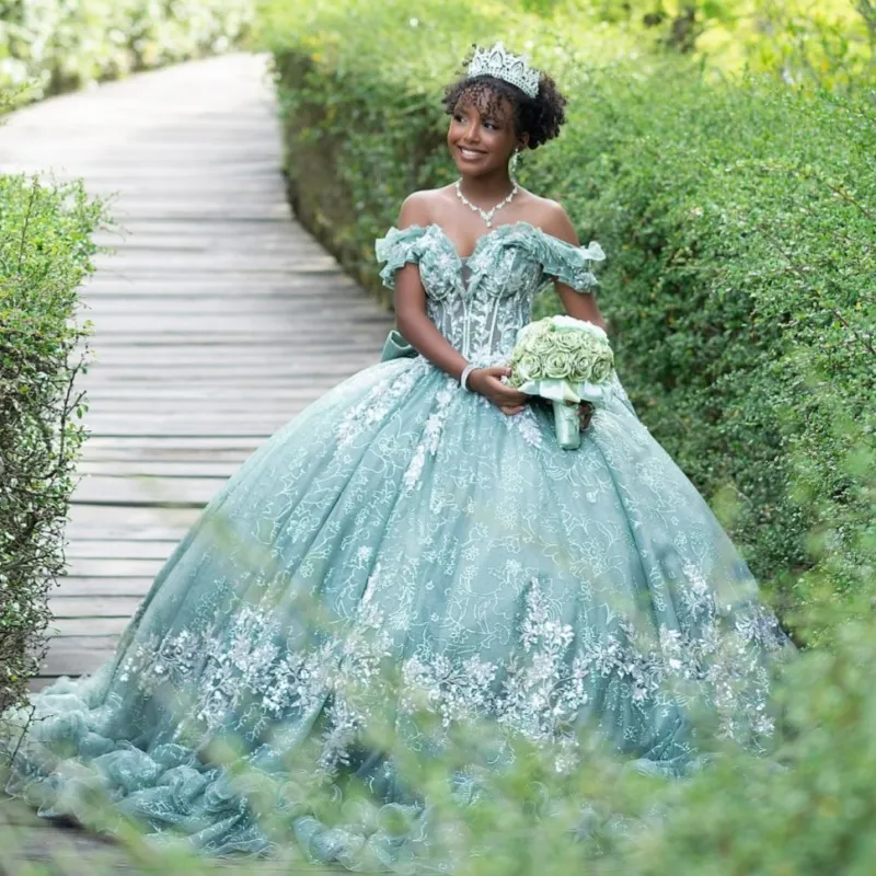 light green birthday dress Princess Quinceanera Ball Green Ball Gown... From Weiwei12345, Rs.32,471.32 formal light green dress