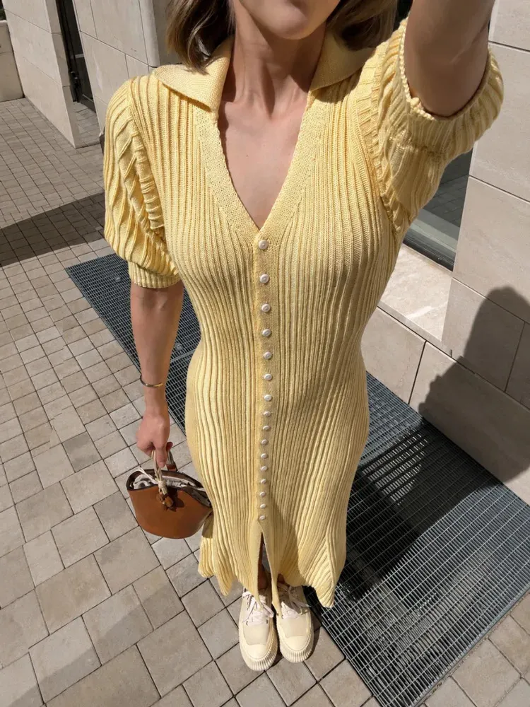 Tossy Fashion Knit Cardigan Maxi Dress Summer Women Chubby Loose Elegant Vintage Evening Party Dress Female Knitwear Long Dress 260817