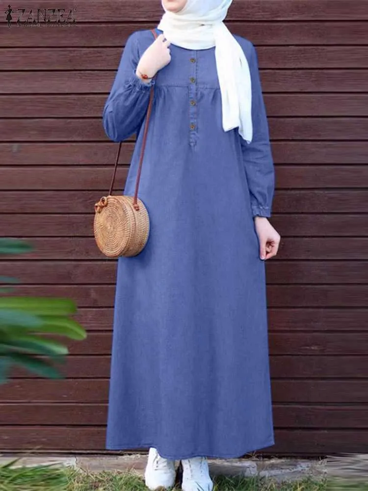 denim muslim dress ZANZEA Blue Hijab Abaya Robes Autumn... From Shahaka231, $12.12 jeans and denim dress to impress Women's Sequin One Shoulder Skin-Safe Plus button down dress Size:7AU