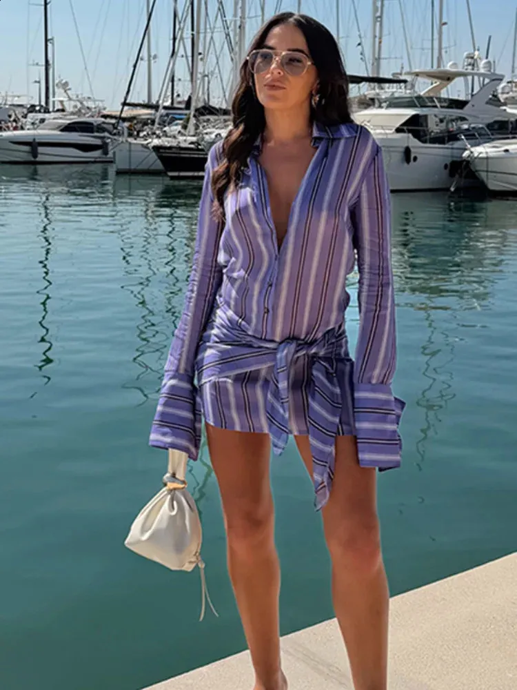 casual dresses for beach vacation Summer Fashion Outfit: Striped Tie... From Landong01, Rs.1,922.73 In Bulk A thoughtful touch is Color:Purple/Brown/Yellow Prettygarden womens Halter Dresses Gray Bridesmaid Dresses, Brown