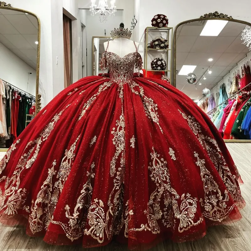 wine red and gold dresses Quinceanera Dress With Heavy Bead And... From Y0937, Rs.28,426.01 burgundy and gold prom dress