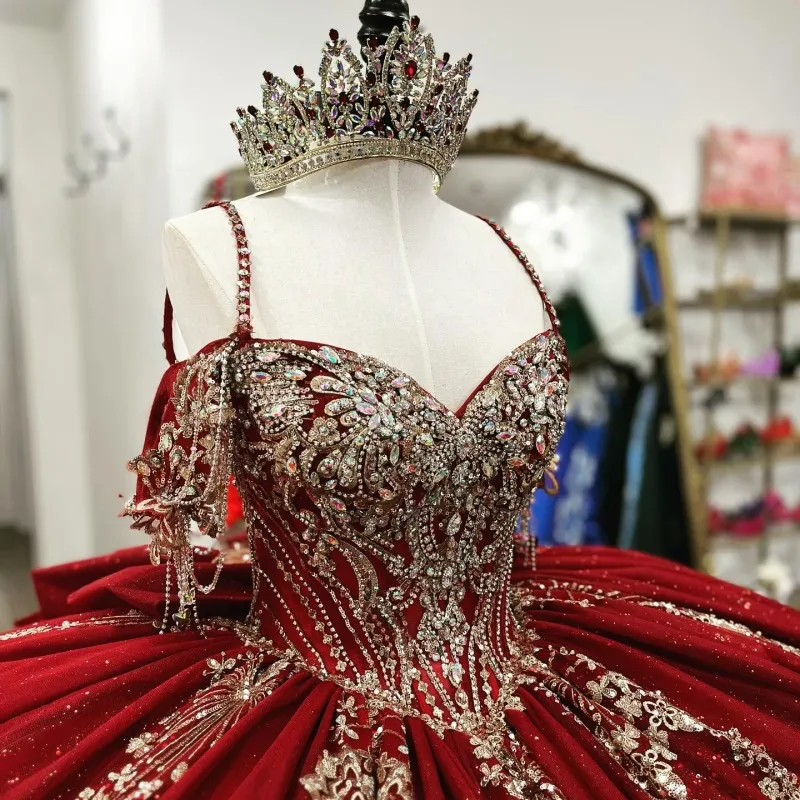 wine red and gold quinceanera dresses Dress With Heavy Bead And... From Y0937, Rs.28,426.01 exclude-from-other