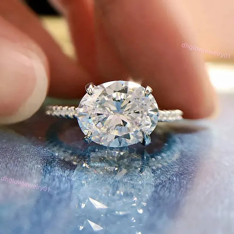 オーバルカット 3ct モアッサナイトダイヤモンドリング 100% リアル