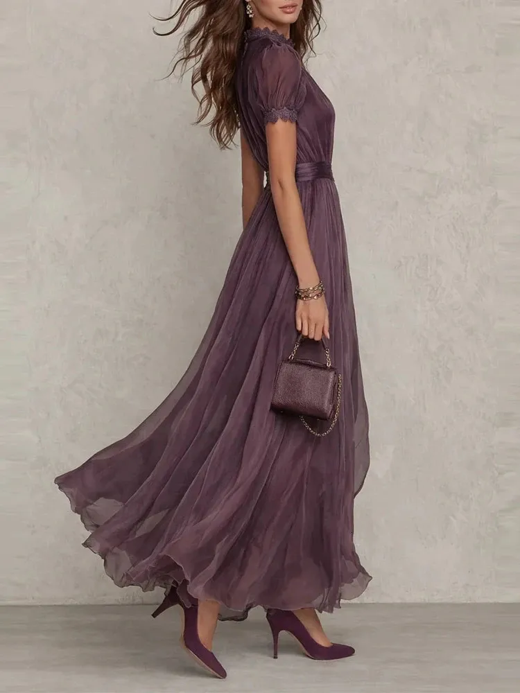 long flowy vintage dresses Lace A Line Maxi Chiffon Maxi Dress... From Dongzhu02, Rs.2,849.05 In Bulk Perfect for elegant everyday