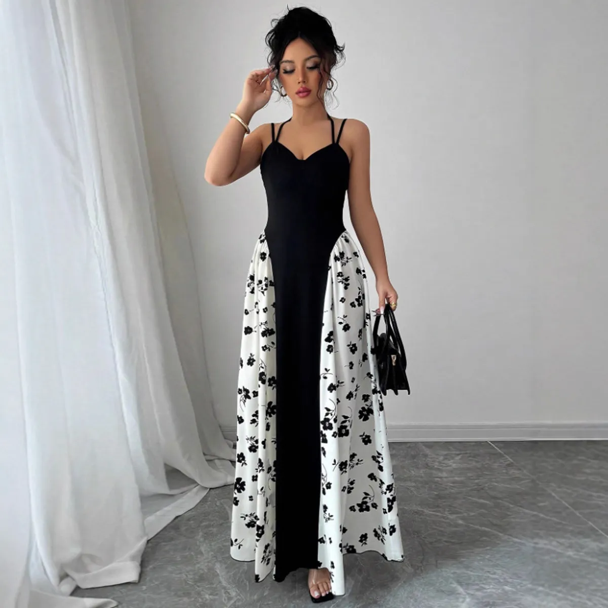 patchwork halter maxi dress Floral Slit For Women... From Dh911674024, Rs.4,027.57 PSL