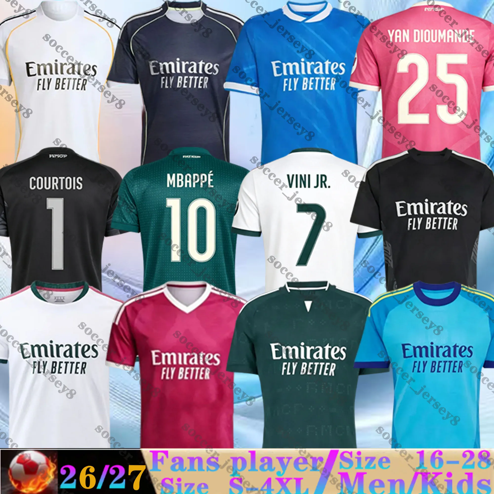 Real Madrid 2026-2027 Mens Soccer Jersey Breathable Polyester