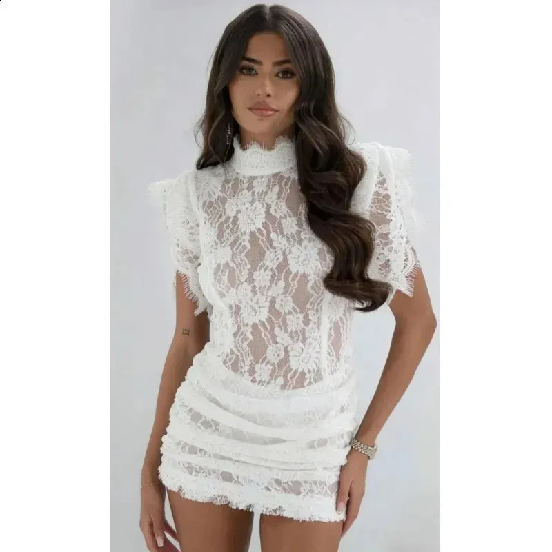 ladies half dress Black Lace Pleated Mini White Lace With Half... From Bai06, Rs.3,467.11 In Bulk Butterscotch bridesmaid dress
