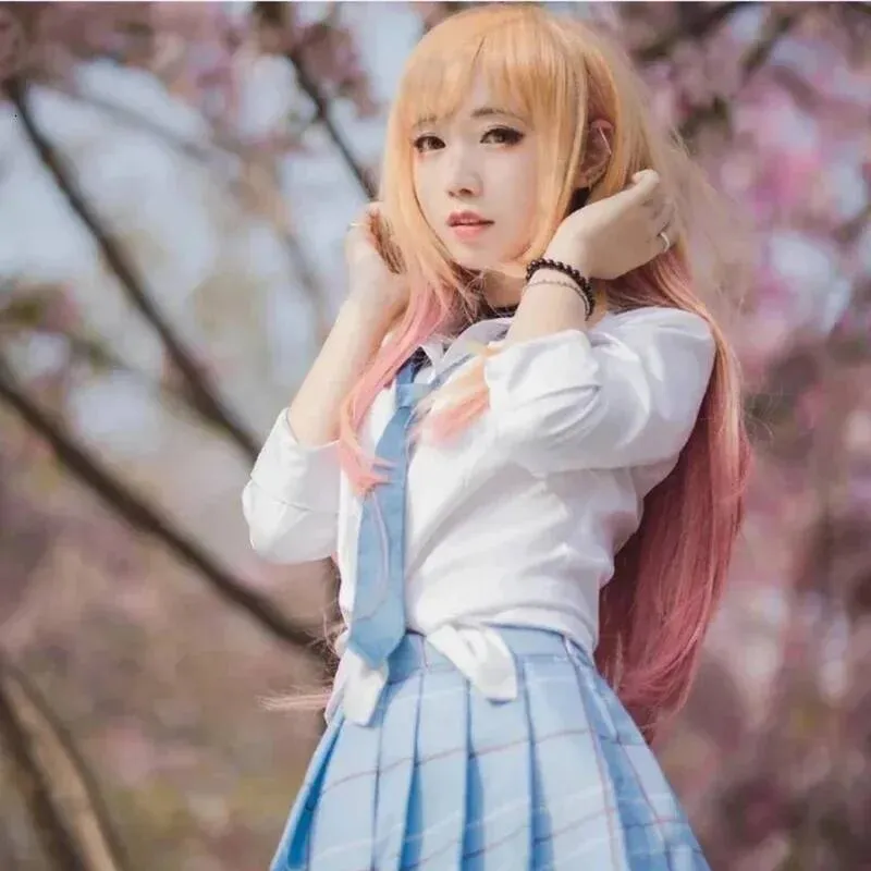 my dress-up darling costume pics ♢ DHgate Dress Up Kitagawa Marin Cosplay Costume,... For Anime Costumes Women's Dresses | Mini, 2025-SEP my dress up darling marin kitagawa cosplay Color:Blue Pink Flower
