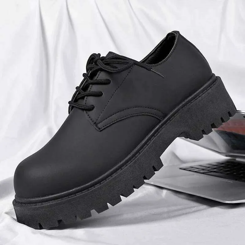British Leather Wide Men Shoes Platform Derby Formal Gents