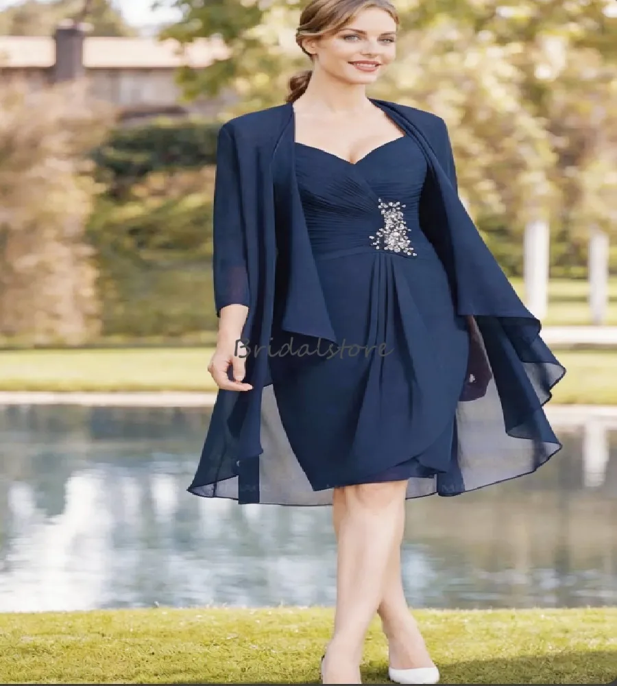 Elegant Navy Mother Of The Bride Dress Knee Length... From Bridalstore, $105.38
